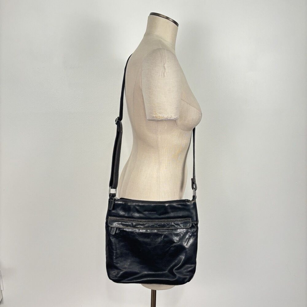 Jack Georges Voyager Handmade Buffalo Leather Crossbody Bag - Black MRSP $240